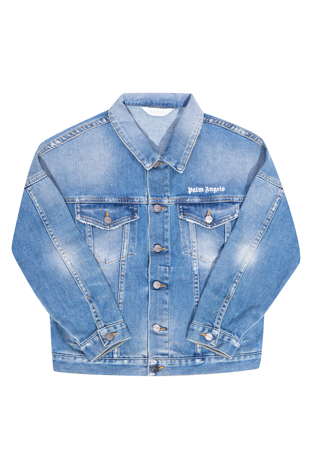 IetpShops Canada - Blue Denim jacket Bear-print Palm Angels Kids